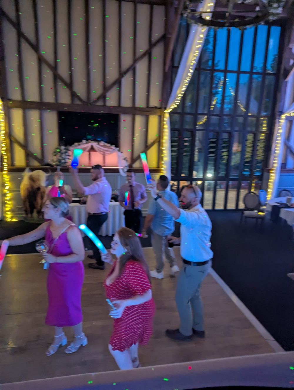 Barn wedding glow sticks